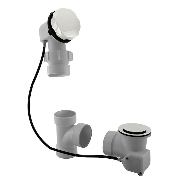 Westbrass Sch. 40 PVC 27" Cable Drive Bath Waste, Ball Joint Head in Powdercoated White D50P27BJ-50 - main